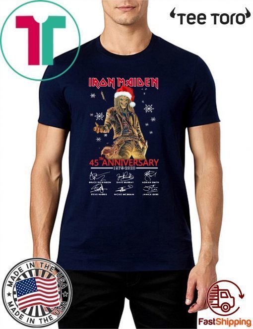 Iron Maiden Santa 45th anniversary 1975 2020 signatures Christmas Funny T-Shirt