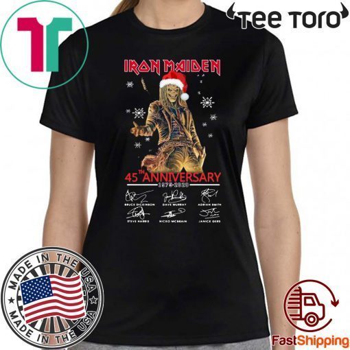 Iron Maiden Santa 45th anniversary 1975 2020 signatures Christmas Funny T-Shirt