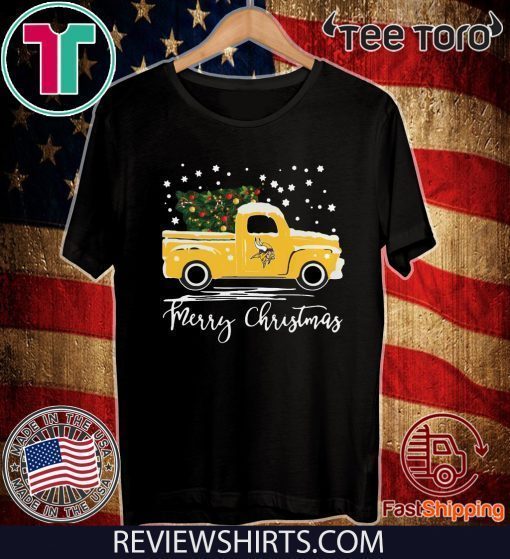 Minnesota Vikings pickup truck Merry Christmas Tee Shirt