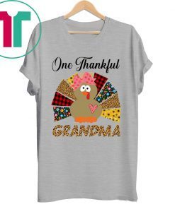 One Thankful Grandma Turkey Leopard Thanksgiving Shirt