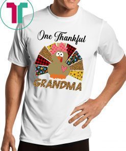 One Thankful Grandma Turkey Leopard Thanksgiving Shirt