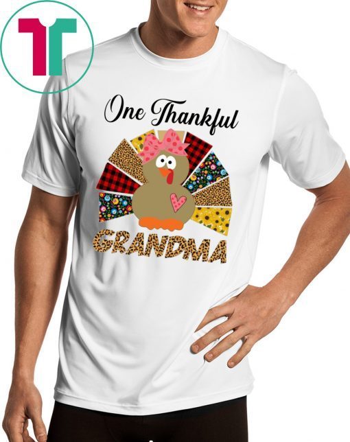 One Thankful Grandma Turkey Leopard Thanksgiving Shirt