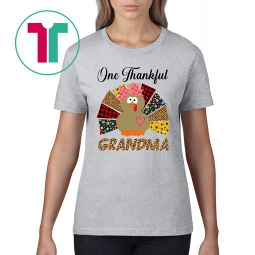 One Thankful Grandma Turkey Leopard Thanksgiving Shirt