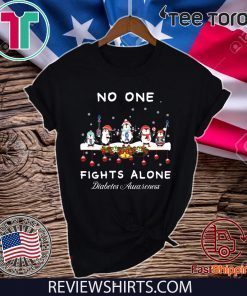 Penguins No One Fights Alone Diabetes Awareness Ugly Christmas T-Shirt