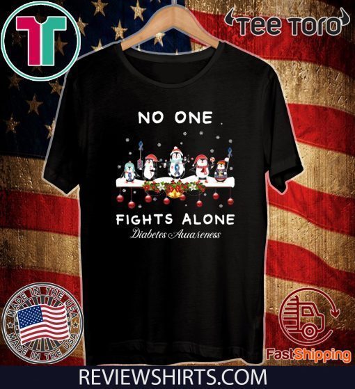 Penguins No One Fights Alone Diabetes Awareness Ugly Christmas T-Shirt