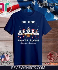 Penguins No One Fights Alone Diabetes Awareness Ugly Christmas T-Shirt