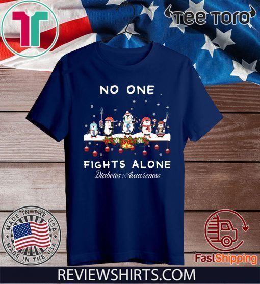 Penguins No One Fights Alone Diabetes Awareness Ugly Christmas T-Shirt