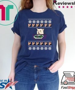 Woman Yelling Cat Meme At Table Christmas T-Shirt