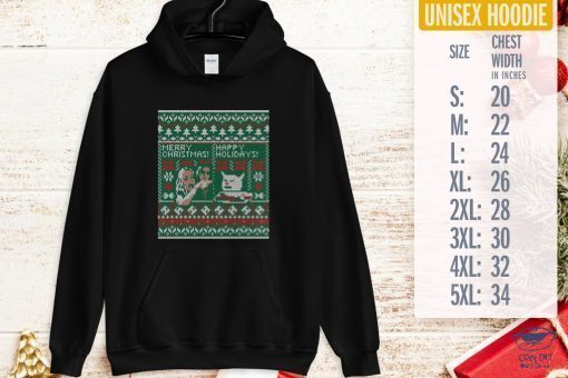 Woman Yelling at Cat Meme Ugly Christmas Sweater Faux Cross Stitch Shirt in T-Shirt, Hoodie, Sweatshirt