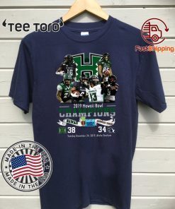 2019 Hawaii Bowl Champions Players Signatures Offcial T-Shirt