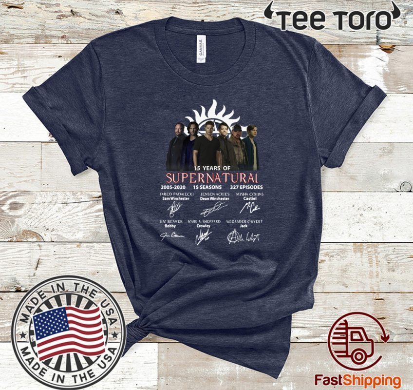 15 Years Of Supernatural 2005 2020 15 Seasons 327 Episodes Signatures Official T-Shirt