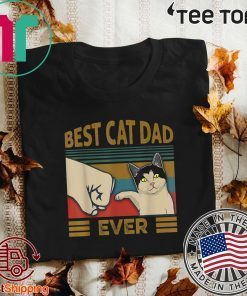 Vintage Retro Best Cat Dad Ever Bump Fist T Shirt