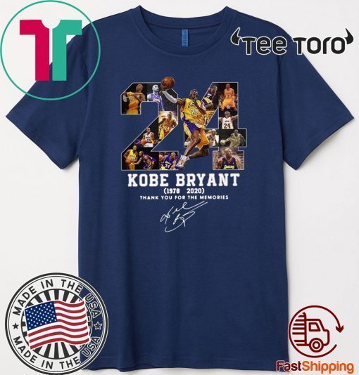 24 Lakers Kobe Bryant 1978 2020 thank you for the memories signatures Tee Shirt