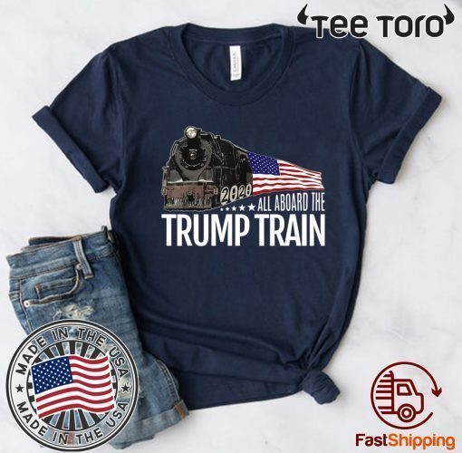 All Aboard the Trump Train American Flag TShirt