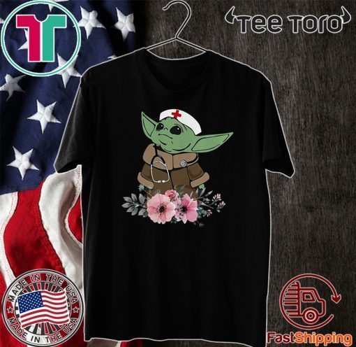 Baby Yoda Shirt, Baby Yoda Hat, Star Wars Baby Yoda nurse flower Tee Shirts