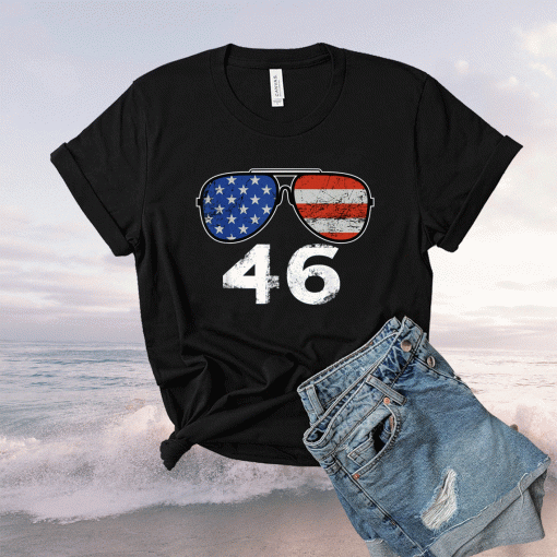 46 Joe Biden 2024 American President Funny Sunglasses Flag Shirt