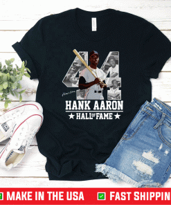 Hank Aaron 44 HOF Milwaukee-Atlanta Baseball Jersey Hammer Aaron T-shirt