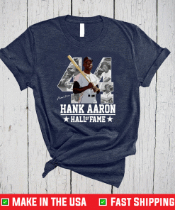 Hank Aaron 44 HOF Milwaukee-Atlanta Baseball Jersey Hammer Aaron T-shirt