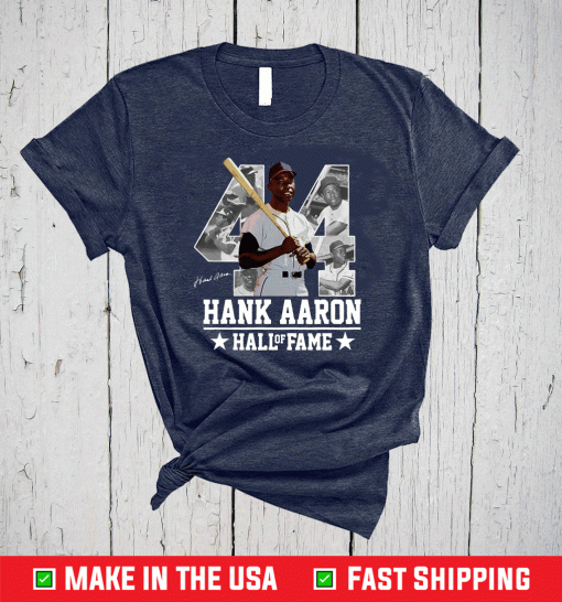 Hank Aaron 44 HOF Milwaukee-Atlanta Baseball Jersey Hammer Aaron T-shirt