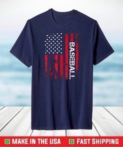 American Flag Vintage Baseball Flag T-Shirt