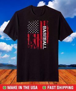 American Flag Vintage Baseball Flag T-Shirt