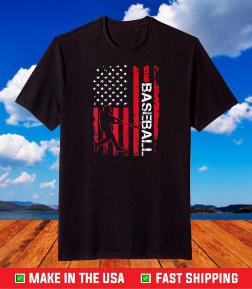 American Flag Vintage Baseball Flag T-Shirt