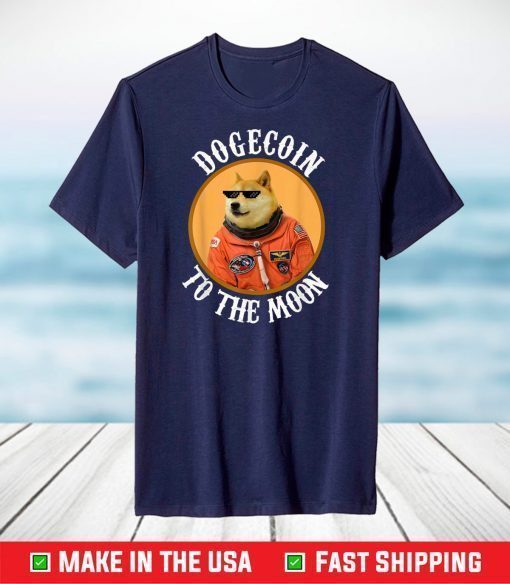 Dogecoin Cool Men's Moon Astronaut Meme Crypto doggy T-Shirt