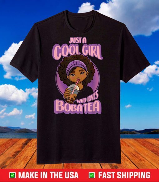 Kawaii Black Girl Anime Boba Tea T-Shirt