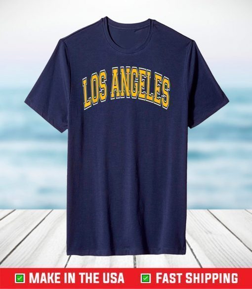 Los Angeles California CA Varsity Style Amber Text T-Shirt