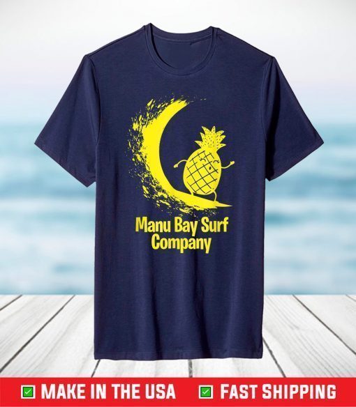 Manu Bay Surf Company New Zealand Gold Surfing Pineapple T-Shirt