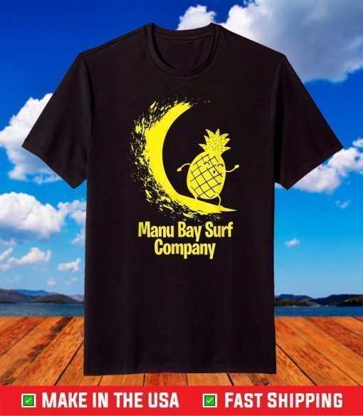 Manu Bay Surf Company New Zealand Gold Surfing Pineapple T-Shirt