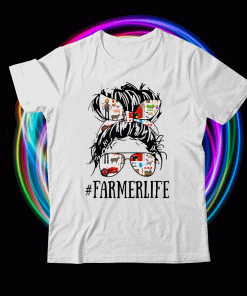 Messy Hair Woman Bun Farmer Life Farm Shirt