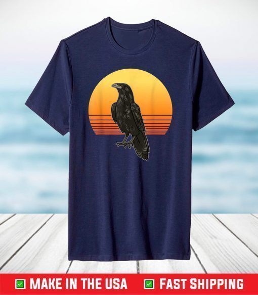 Retro Crow Bird Sun for Crow and Raven Lovers T-Shirt