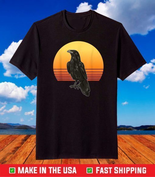 Retro Crow Bird Sun for Crow and Raven Lovers T-Shirt