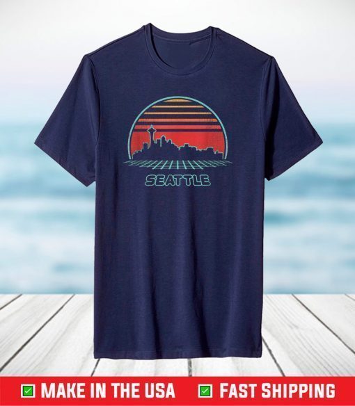 Seattle City Skyline Retro 80s Style Souvenir T-Shirt