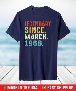 Womens 53 Years Old Birthday Gift Legendary Since March 1968 T-Shirt