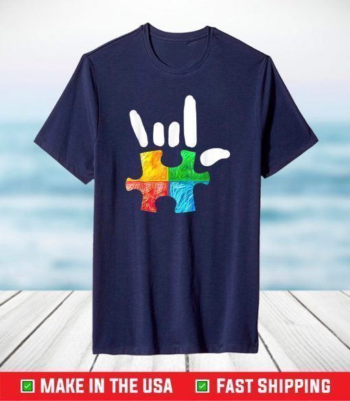 Autism Awareness Hand Rock and Roll Puzzle Pieces T-Shirt