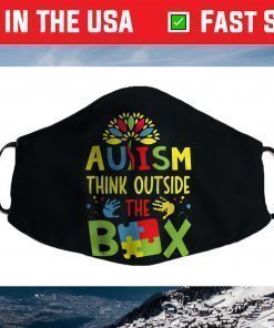 Autism Think Outside The Box Puzzle Pieces Funny Autism Face Mask Autism Think Outside The Box Puzzle Pieces Funny Autism Face Mask