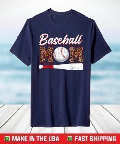 Baseball Mom Leopard Funny Softball Mom Mother's Day 2021 T-Shirt