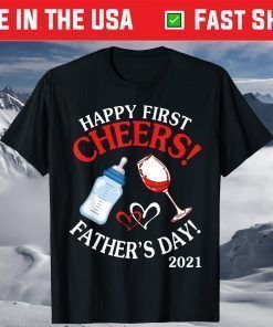 Cheers Happy First Father's Day 2021 Mommy Mama Wine Drinker T-Shirt