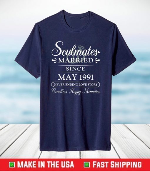 Couple Married Since May 1991, 30th Wedding Anniversary T-Shirt