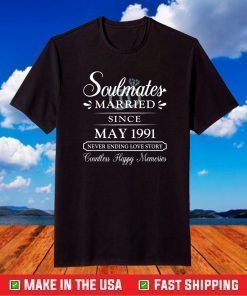 Couple Married Since May 1991, 30th Wedding Anniversary T-Shirt