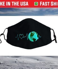 Earth Day Heartbeat Recycling Climate Change Activism Face Mask