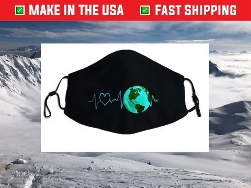 Earth Day Heartbeat Recycling Climate Change Activism Face Mask