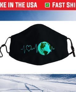 Earth Day Heartbeat Recycling Climate Change Activism Face Mask