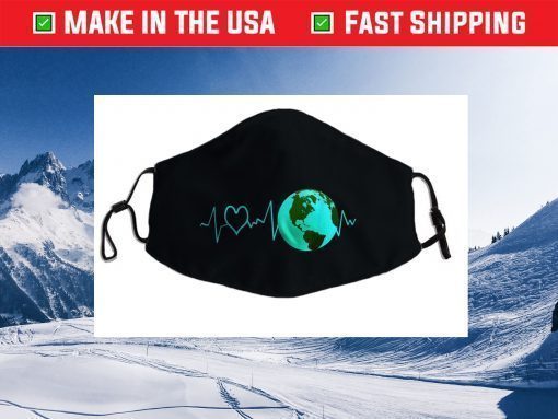 Earth Day Heartbeat Recycling Climate Change Activism Face Mask