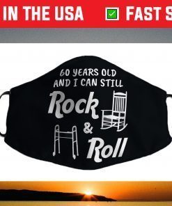 Funny 60th Birthday Gag Gift Rock and Roll Face Mask