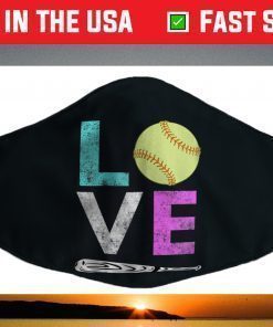 Girls Love Softball Best Fun Birthday Face Mask