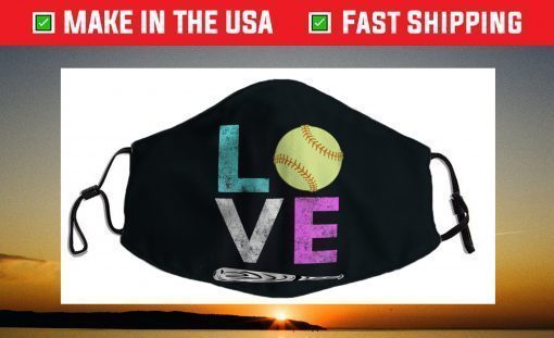 Girls Love Softball Best Fun Birthday Face Mask