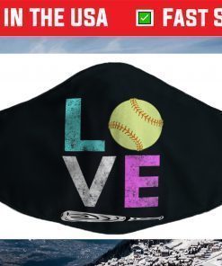 Girls Love Softball Best Fun Birthday Face Mask